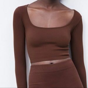 Zara Long Sleeve Crop Top